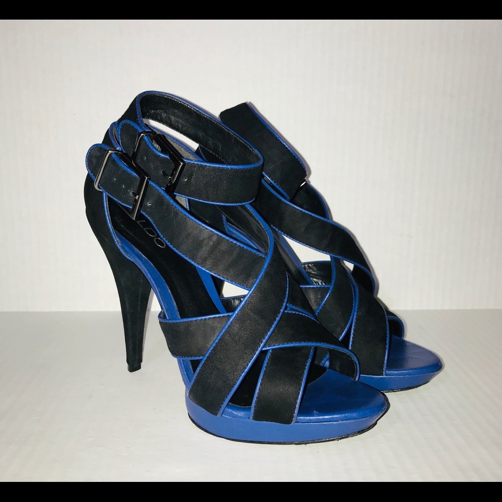 ALDO Sexy Platform 5” Heels Blue & Black Sz 10